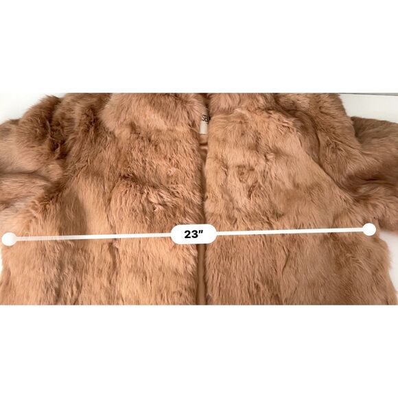 Vintage Mademoiselle full length light brown rabbit fur coat. Size L (W). - Picture 7 of 13